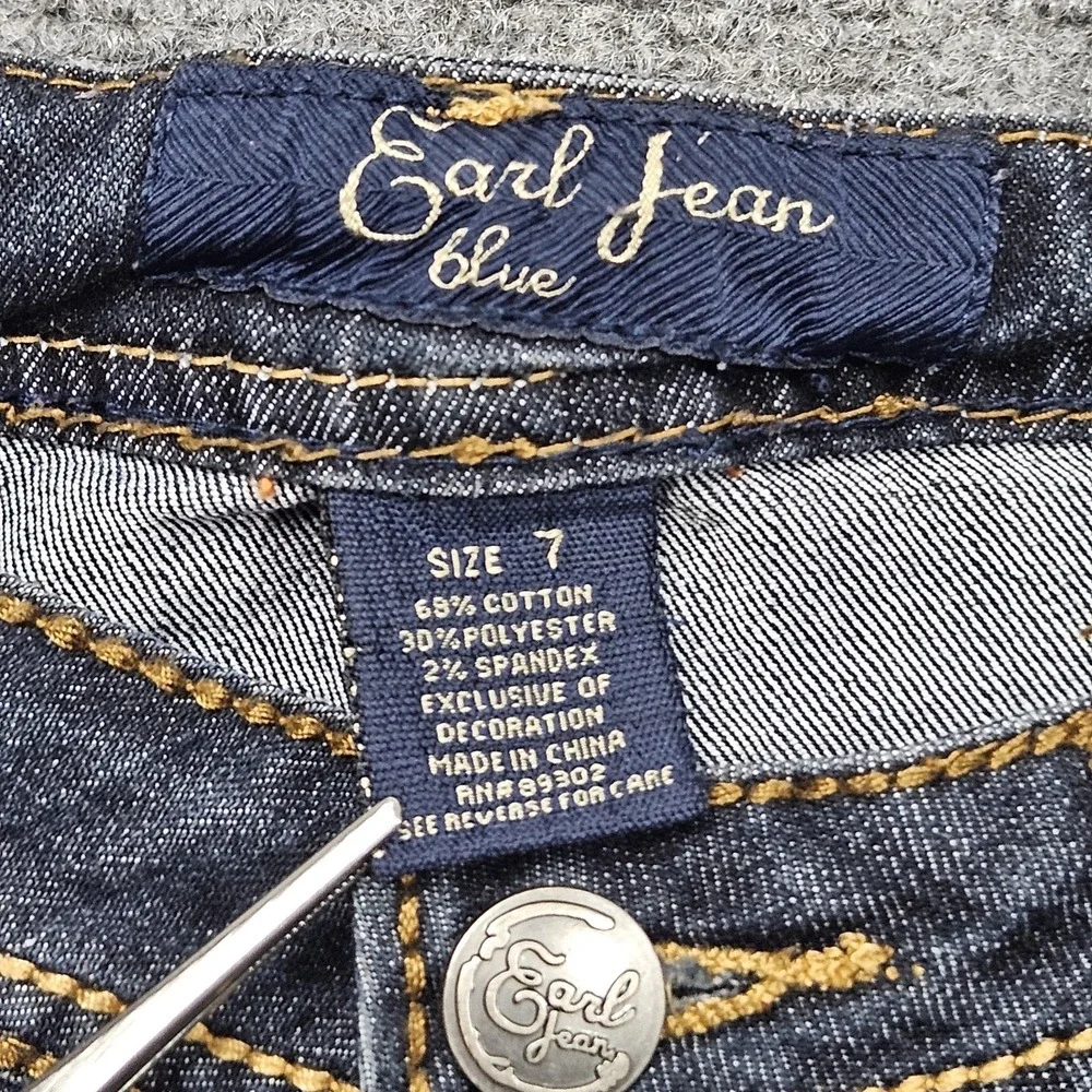 Earl Jean Blue Flare Jeans Womens‎ 7 Dark Wash Stretch Denim Bootcut Y2K Style